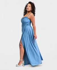 B Darlin Trendy Plus Notched V-Neck Sleeveless Maxi Dress