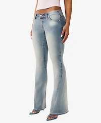 True Religion Women's Joey Low Rise Flare Flap Jeans