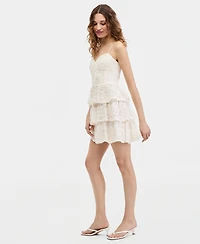 Seni & Cade Women's Sweetheart-Neck Tiered-Lace Mini Dress