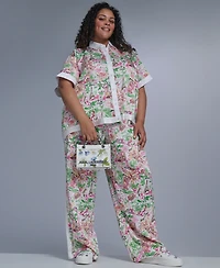 Karl Lagerfeld Paris Plus Printed Camp Collared Shirt