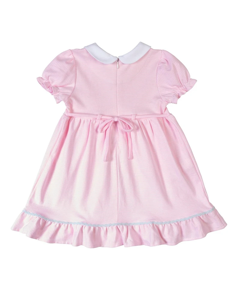 Florence Eiseman Baby Girl Stripe Knit Dress With Flowers, Hen & Chicks