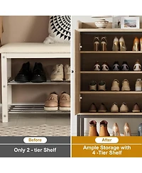 gaomon Freestanding shoe cabinet with 3 rattan doors, adjustable shelves, and 7-tier closed storage for entryway or hallway.