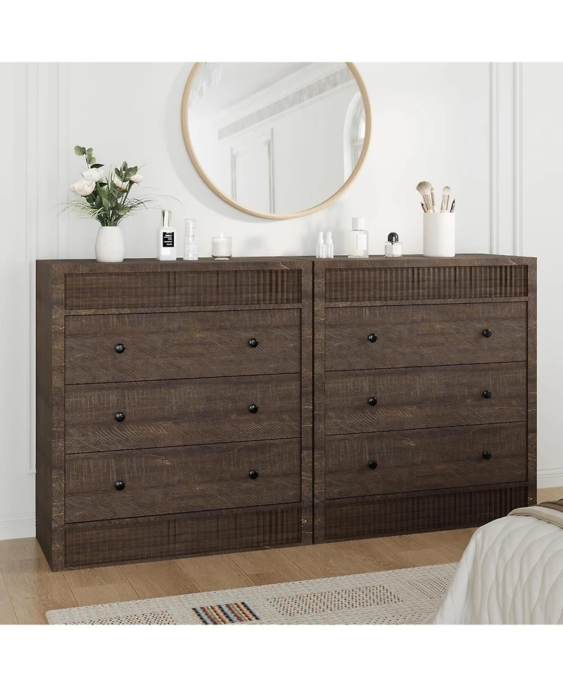 gaomon 3 Drawer Dresser for Bedroom, 31.5" Wide Fluted Chest of Drawers, Modern Wooden Nightstand Storage Cabinet Kids Room, Living Room
