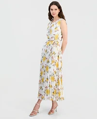 Sandra Darren Petite Printed Pleated Maxi Dress