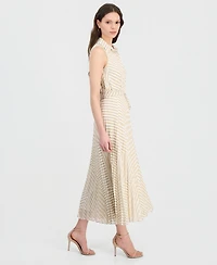 Sandra Darren Petite Printed Pleated Maxi Dress