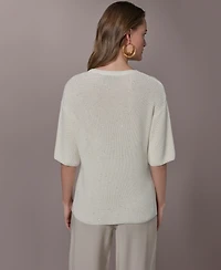 Donna Karan New York Women's Short-Sleeve Oversized Sweater