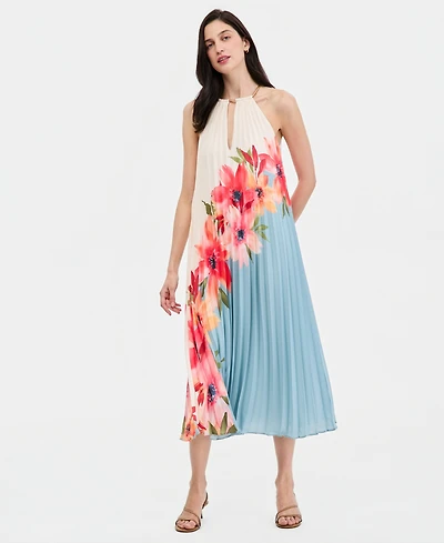 Adrianna Papell Women's Floral Pleated Midi Dress