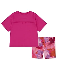 Nike Baby Girls' Short-Sleeve T-Shirt and Bike Shorts, 2-Piece Set