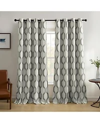 Elrene Home Fashions Renzo Ikat Geometric Linen Room Darkening Window Curtain