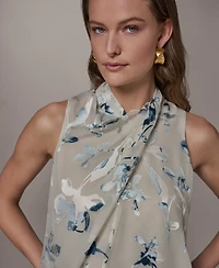 Donna Karan New York Petite Flocked Floral Top