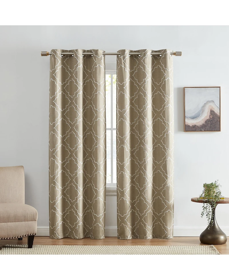 Elrene Home Fashions Valian Lattice Embroidered Blackout Window Curtain Panel
