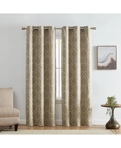 Elrene Home Fashions Valian Lattice Embroidered Blackout Window Curtain Panel