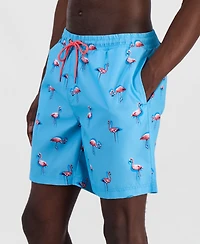Club Room Men's Quick-Dry Performance Flamingo-Print 7" Swim Trunks, Created for Macy's