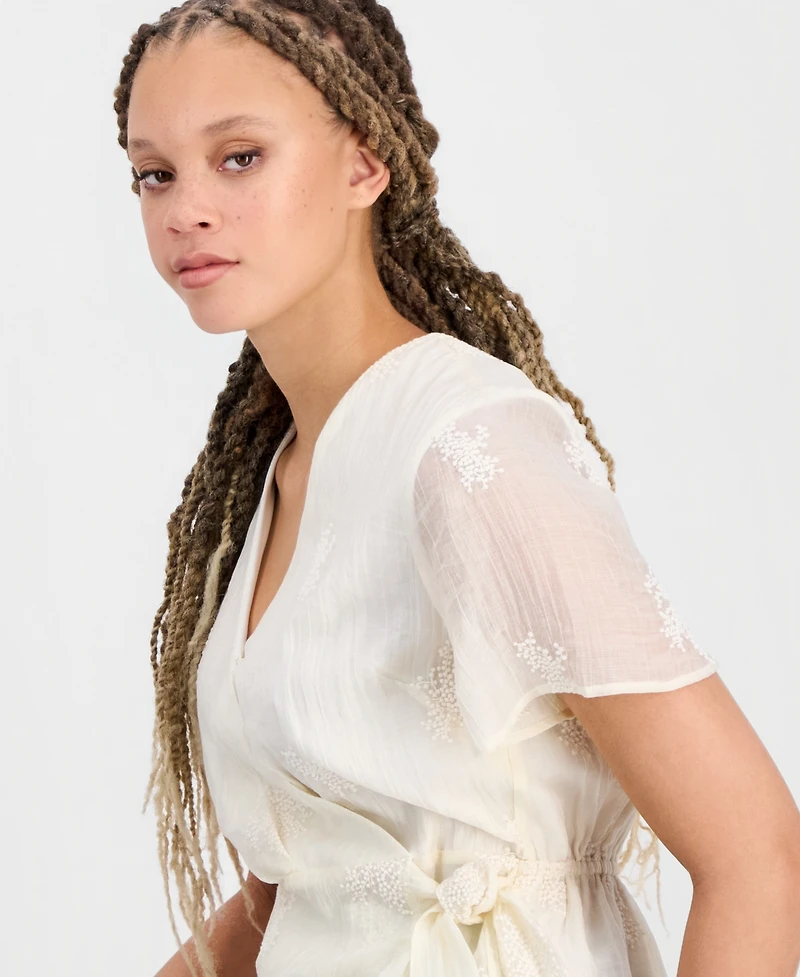 Liverpool Los Angeles Women's Wrap-Front Short-Sleeve Woven Blouse