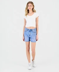 Gogo Jeans Juniors' Embroidered Bows Denim Shorts