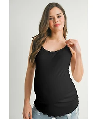 Hello Miz Maternity Women s Ribbed Lace Trim Camisole Top