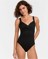 Lands' End Women's Sweetheart Underwire Wrap One Piece Swimsuit