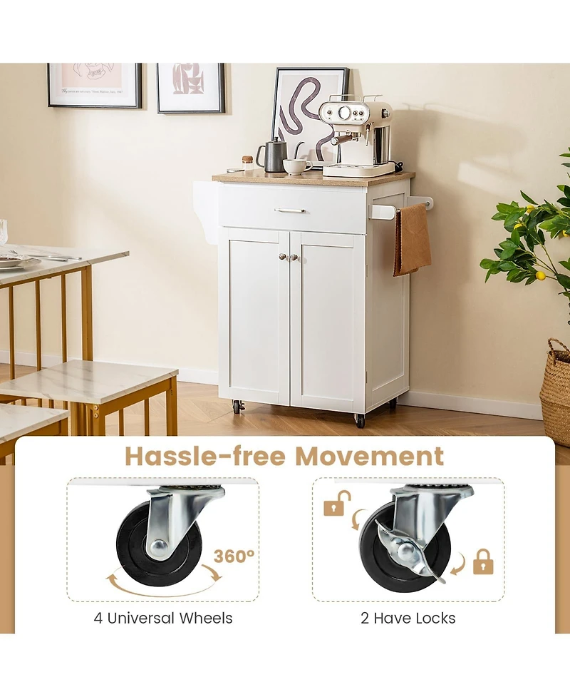 Volenca Rolling Kitchen Island Cart with Spice Rack and Adjustable Shelf, Storage Organizer