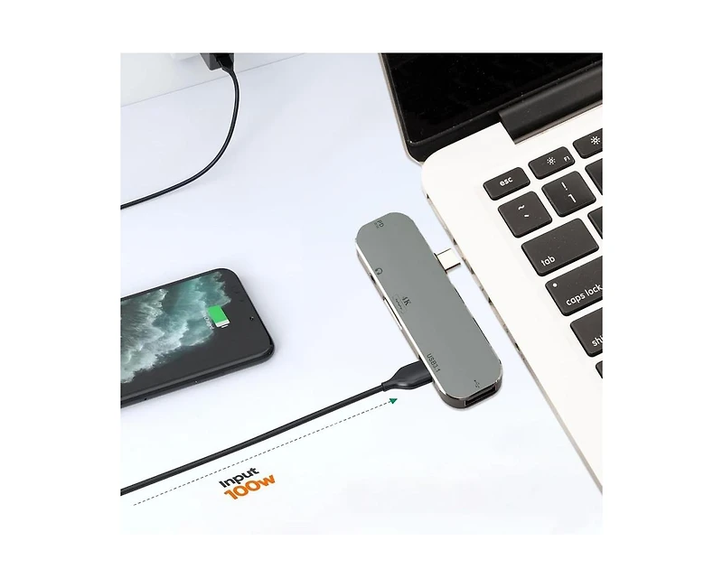 Risokeys 5-in-1 Usb C Hub with 100W Pd Charging, 4K Hdmi & 3.5mm Audio Jack– Ideal for Professionals, Students & Gamers