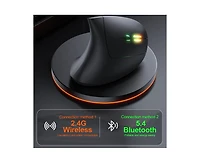 Risokeys Ergonomic Vertical Wireless Mouse, Dual Mode (Bluetooth 5.4 + 2.4G),Silent Click,3 Dpi Levels, for Office/Gaming,for Laptop/Pc/Mac