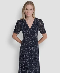 Dkny Women's Short-Sleeve V-Neck Midi Dress