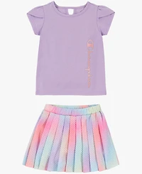 Champion Baby Girls' Flutter-Sleeve T-Shirt and Mesh Skort, 2-Piece Set