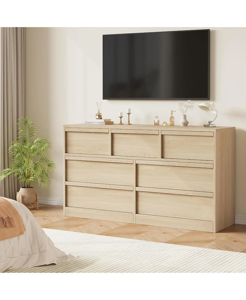 gaomon Drawer Dresser for Bedroom, in Wide Natural Oak Chest of Drawers with Large Storage, Wooden Dresser Organizer for Living Room, Nursery