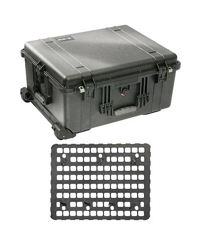 Pelican 1610 Watertight Hard Case with Cubed Foam and Wheels - with molle lid organizer