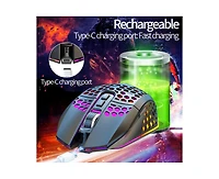 Risokeys 2.4G Wireless Rechargeable Gaming Mouse, Honeycomb Hollow Design, Rgb Backlight, 3-Speed Dpi,Silent Click,for Gamers,Office Workers