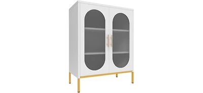 gaomon Fluted Glass Door Storage Cabinet, Cold Rolled Steel Tall Locker with Adjustable Shelf for Living Room, Bedroom, Garage