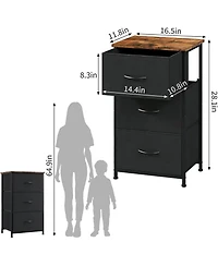 gaomon Stylish 3-Drawer Dresser with Removable Fabric Bins, Multi-Functional Storage Organizer for Bedroom, Living Room, Closet, Entryway