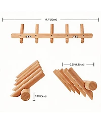 Yigii Natural Beech Wood Coat Rack