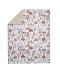 Lambs & Ivy Baby Mushroom Meadow Soft White/Taupe Luxury Blanket