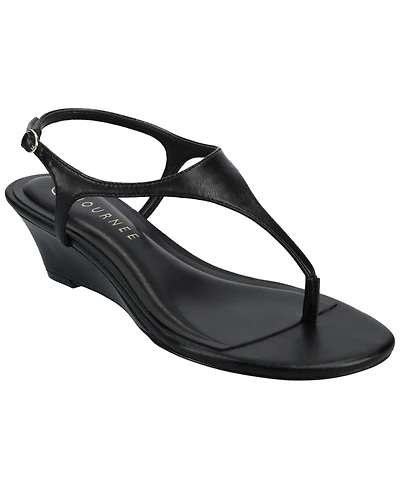 Journee Collection Women's Kathryn Ankle Strap Low Wedge Sandals