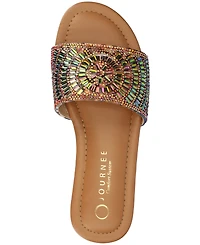 Journee Collection Women's Maria Slip On Metallic Beaded Slide Sandals