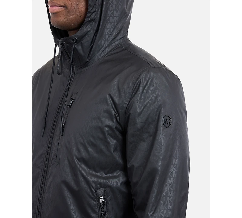 Michael Kors Men's Printed Logo Hooded Windbreaker Jacket