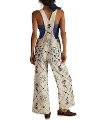 Free People Women's Rising Sun Embroidered Overall Pants