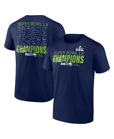 Fanatics Men's Navy Seattle Seahawks Super Bowl Lx Champions Autograph Signing T-Shirt