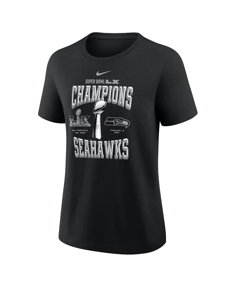 Nike Women's Black Seattle Seahawks Super Bowl Lx Champions Locker Room Trophy Collection T-Shirt
