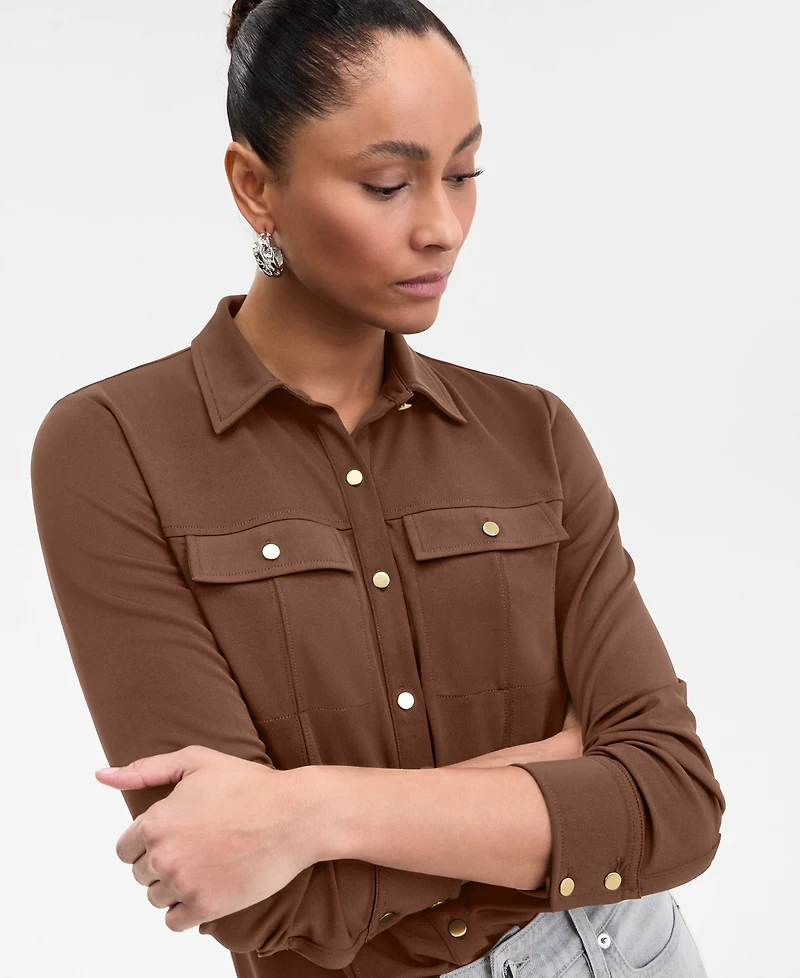 I.n.c. International Concepts Women's Knit Utility Shirt, Exclusively at Macy's