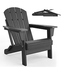gaomon Folding Adirondack Chair, Hdpe Outdoor All-Weather Fire Pit Chairs, Wooden Lounge Chair