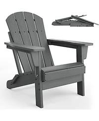 gaomon Folding Adirondack Chair, Hdpe Outdoor All-Weather Fire Pit Chairs, Wooden Lounge Chair
