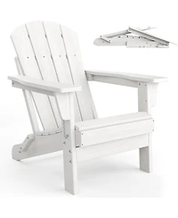 gaomon Folding Adirondack Chair, Hdpe Outdoor All-Weather Fire Pit Chairs, Outdoor Wooden Lounge Chair