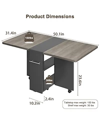 gaomon Kitchen Table Movable Space Saving Foldable Kitchen Table for Dining Room, Home Office, Living Room