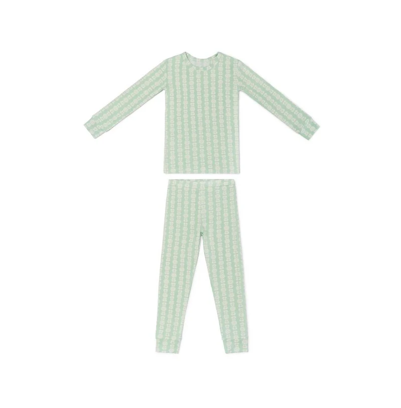 Motette Baby Girls Mint Meadows Pajama Set