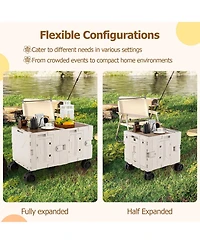 Mecale Large Foldable Utility Cart with 2-Tier Storage Crates and Telescoping Handle