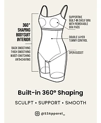 S3 Apparel Women's Sculpting Shapewear Shirred Waist V-Neck Mini Dress