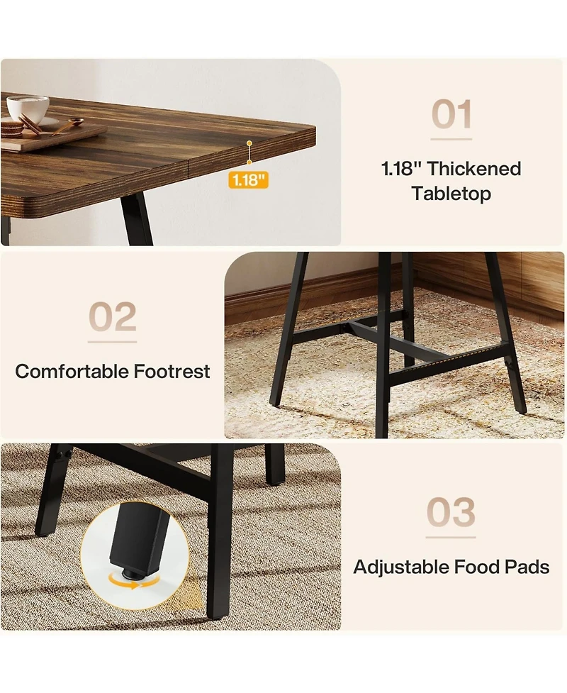 Tribesigns Square Dining Table for 2-4 People, 31.1” Industrial Kitchen Table for Small Spaces, Apartment, Dining Room, Living Room