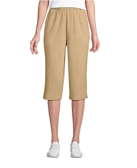Lands' End Petite Sport Knit High Rise Elastic Waist Pull On Capri Pants