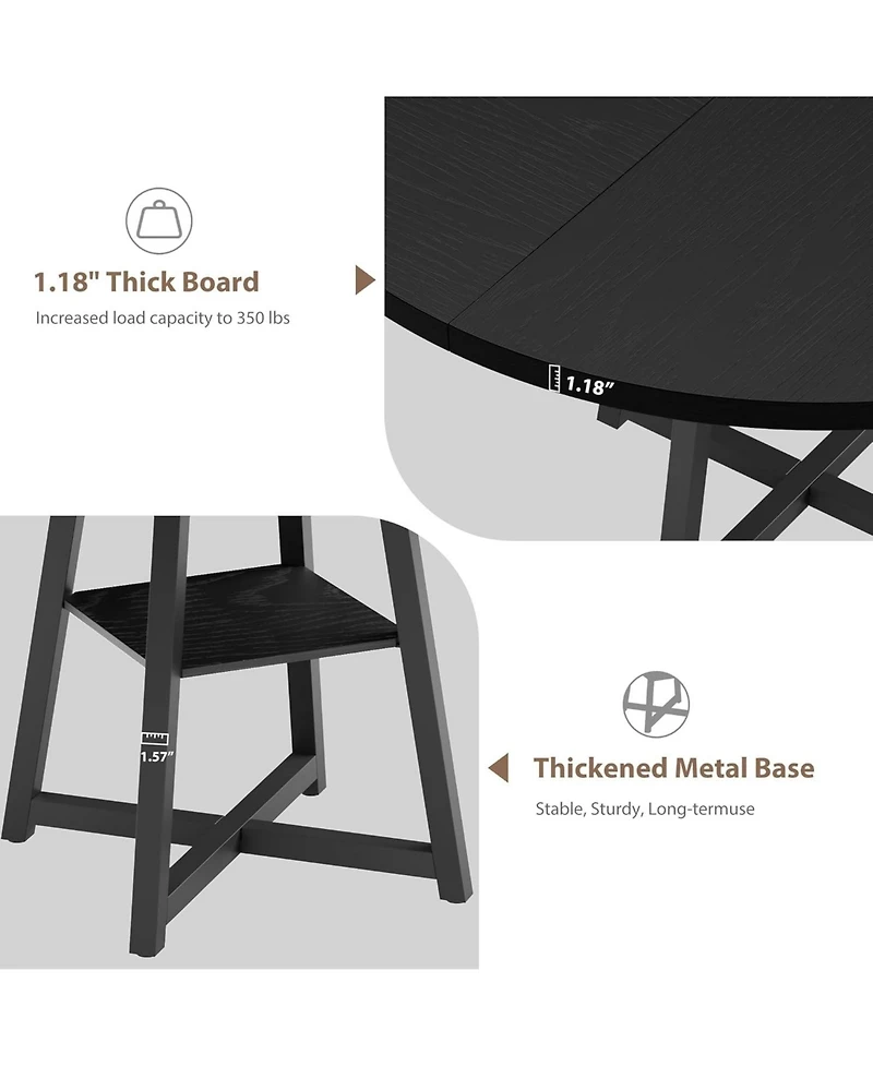 gaomon Kitchen Table Industrial Round Dining Table Set for 4 to 6 Dinner Table